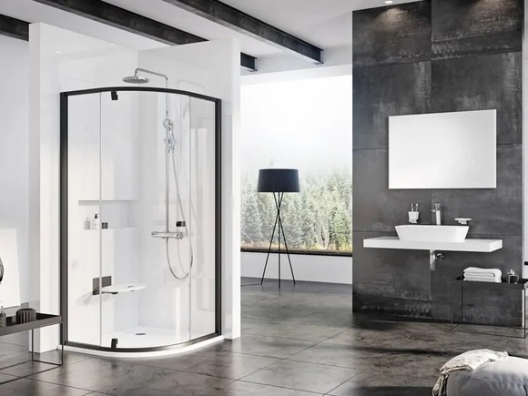 Душ кабина с плъзгаща се врата Pivot Black 90x90см